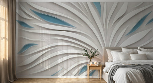 Design ZX0589 — Papier peint Fleur blanche relief 3D fond lin — Novomur