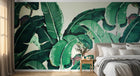 Design ZX0595 — Papier peint Bananier vert vif fond creme — Novomur