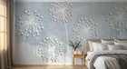 Design ZX0657 — Papier peint Pissenlits boules pastel fond bleu — Novomur