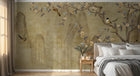 Design ZX0664 — Papier peint Pommier fleurs oiseaux montagne encre — Novomur