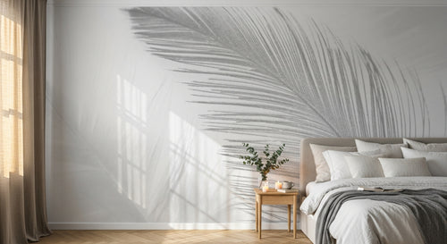 Design ZX0674 — Papier peint Plumes blanches gros plan minimaliste — Novomur