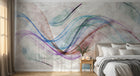 Design ZX0776 — Papier peint Plumes vagues multicolores beige aerien — Novomur