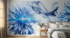 Design ZX0796 — Papier peint Fleurs bleues fumee tourbillon abstrait — Novomur