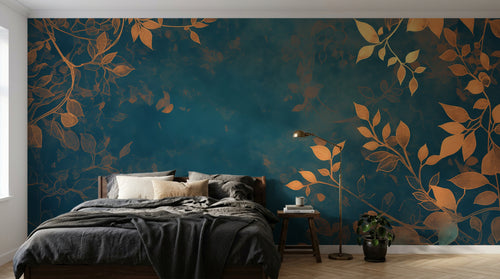 Design A0015 — Papier peint Botanique Feuilles Dorées — Novomur