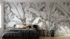 Design A0058 — Papier peint Palmier Tropical Noir et Blanc — Novomur