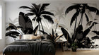 Design A0059 — Papier peint Palmier Tropical Noir et Blanc — Novomur