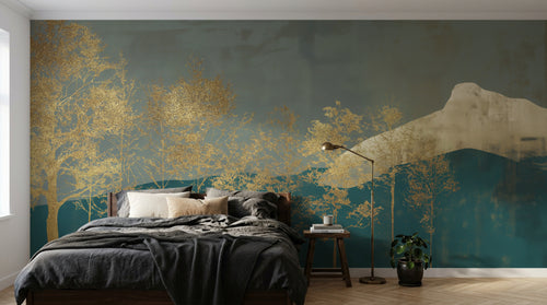 Design A0079 — Papier peint Palmier Tropical Doré Luxe - Collection 1 — Novomur