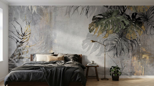 Design D0100 — Papier peint Palmier Tropical Doré Luxe - Collection 2 — Novomur