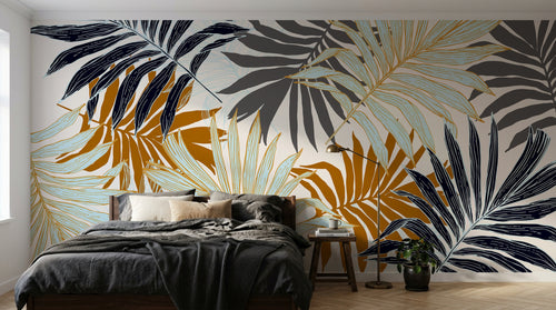 Design D0799 — Papier peint Palmier Tropical Doré Luxe - Collection 1 — Novomur
