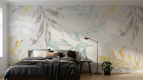 Design SK0115 — Papier peint Botanique Feuilles Dorées — Novomur