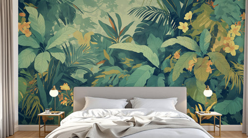 Design A0077 — Papier peint Jungle Tropicale Dense Aquarelle — Novomur