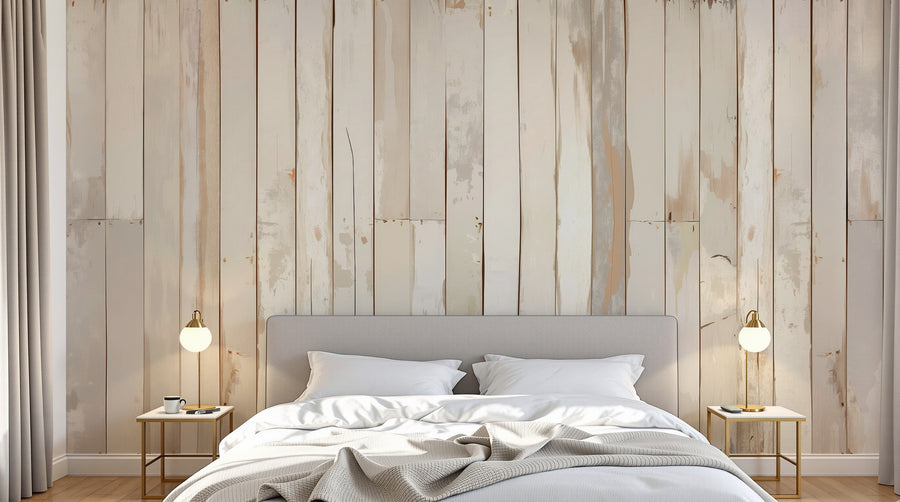 Design A0082 — Papier peint Bois Rustique Blanchi — Novomur