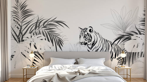 Design A0111 — Papier peint Jungle Enfant Tigre & Singes — Novomur