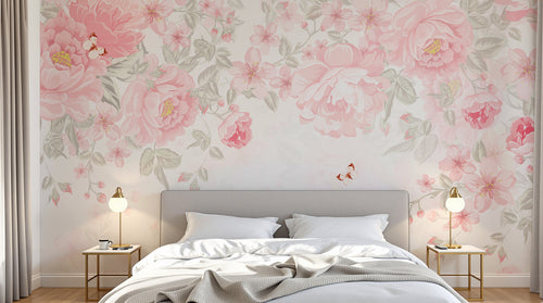 Design A0134 — Papier peint Floral Pivoines et Roses - Collection 2 — Novomur