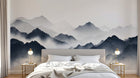Design A0157 — Papier peint Asie Encre Noire Montagne — Novomur