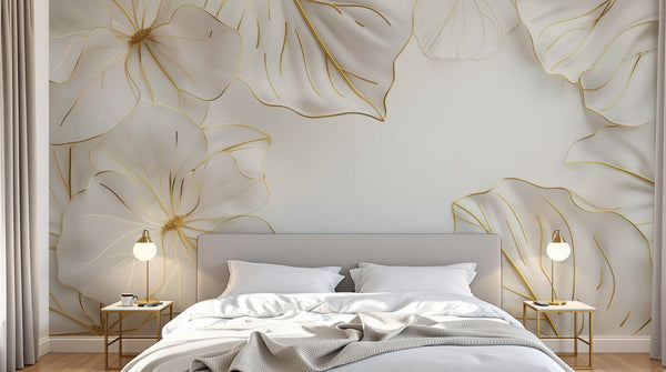 variant:A0159 | chambre_05_headboard已做 — Feuillage Tropical Creme — papier peint Novomur