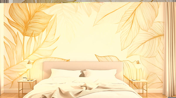 variant:A0316 | chambre_05_headboard已做 — Canopee Tropicale Ivoire — papier peint Novomur