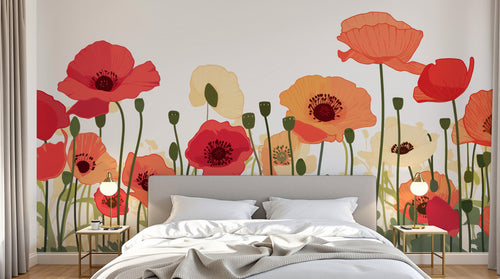 Design A0369 — Papier peint Coquelicots et Fleurs Sauvages — Novomur
