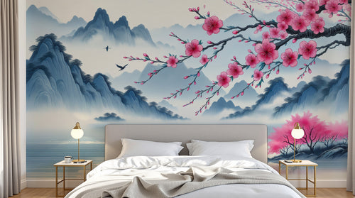 Design A0393 — Papier peint Cerisier en Fleurs — Novomur