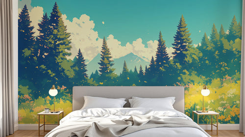 Design A0446 — Papier peint Forêt Pins et Sapins - Collection 2 — Novomur