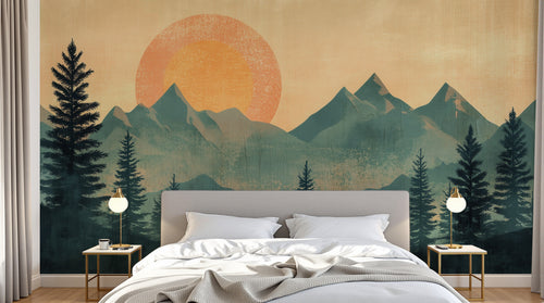 Design A0448 — Papier peint Paysage Montagne Minimaliste - Collection 1 — Novomur