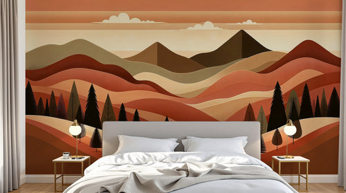 Design A0631 — Papier peint Paysage Montagne Minimaliste - Collection 1 — Novomur