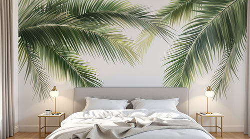 Design A0838 — Papier peint Palmier Tropical Vert - Collection 4 — Novomur