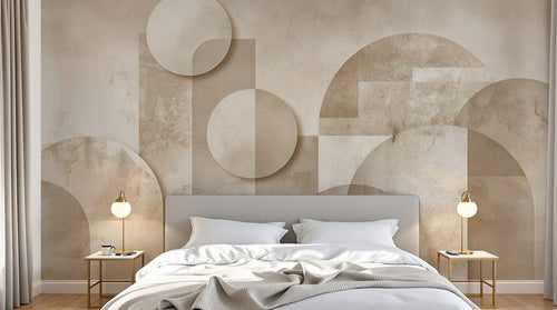 Design A0895 — Papier peint Art Abstrait Bauhaus Beige - Collection 1 — Novomur