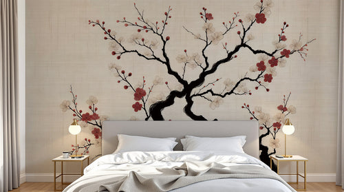 Design A0996 — Papier peint Cerisier Blanc et Prunier — Novomur