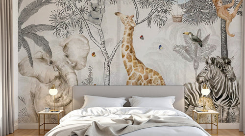 Design B003 — Papier peint Safari Savane Aquarelle - Collection 2 — Novomur
