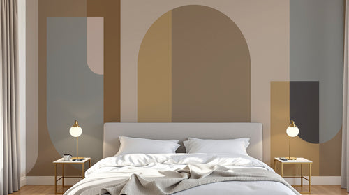 Design C0339 — Papier peint Art Abstrait Bauhaus Beige - Collection 1 — Novomur