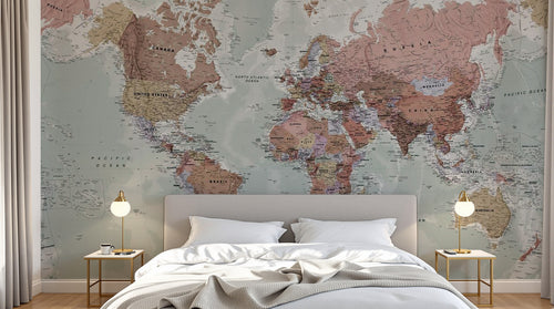 Design C0991 — Papier peint Carte du Monde — Novomur