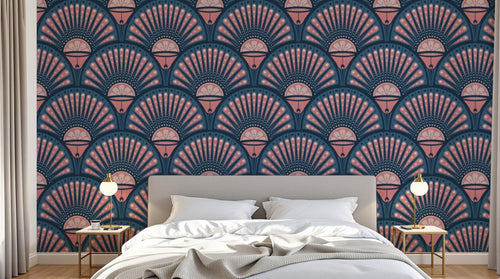 Design D0199 — Papier peint Art Déco Éventails et Or - Collection 2 — Novomur