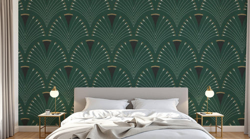 Design D0605 — Papier peint Art Déco Éventails et Or - Collection 2 — Novomur