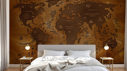 Design E0133 — Papier peint Carte du Monde — Novomur