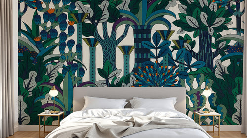 Design E0403 — Papier peint Palmier Tropical Vert - Collection 2 — Novomur