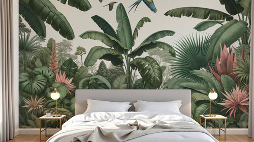 Design F0028 — Papier peint Jungle Tropicale Dense Aquarelle — Novomur