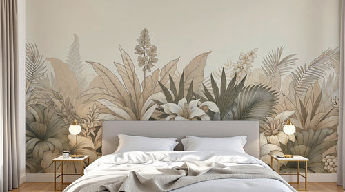 Design F0199 — Papier peint Palmier Tropical Vert - Collection 1 — Novomur