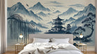 Design F0241 — Papier peint Asie Encre Bleue — Novomur
