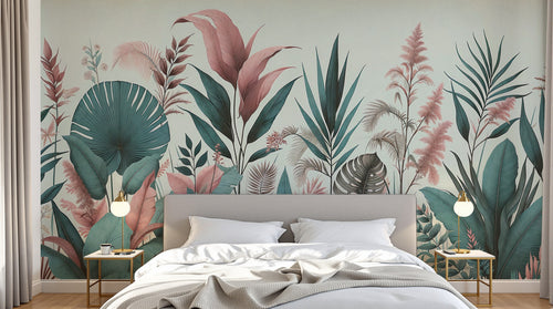 Design F0251 — Papier peint Palmier Tropical Vert - Collection 1 — Novomur