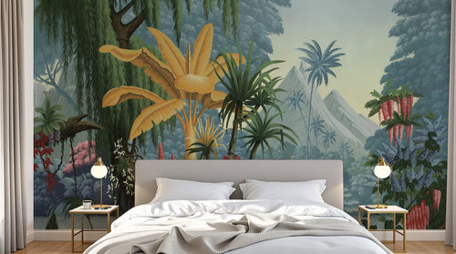 Design F0415 — Papier peint Palmier Tropical Vert - Collection 3 — Novomur