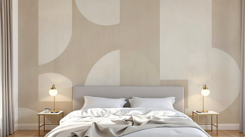 Design F0682 — Papier peint Art Abstrait Bauhaus Beige - Collection 2 — Novomur