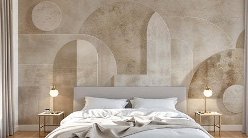 Design F0737 — Papier peint Art Abstrait Bauhaus Beige - Collection 1 — Novomur