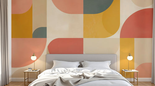 Design F0842 — Papier peint Art Abstrait Bauhaus Coloré - Collection 1 — Novomur