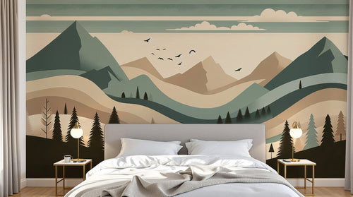 Design F0865 — Papier peint Paysage Montagne Minimaliste - Collection 2 — Novomur