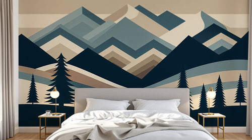Design F0866 — Papier peint Paysage Montagne Minimaliste - Collection 2 — Novomur