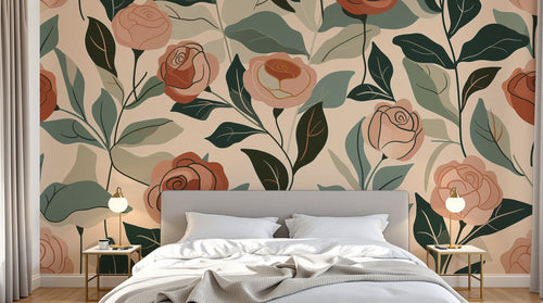 Design F0875 — Papier peint Floral Pivoines et Roses - Collection 2 — Novomur