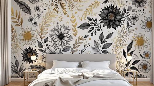 Design F0947 — Papier peint Floral Pivoines et Roses - Collection 1 — Novomur