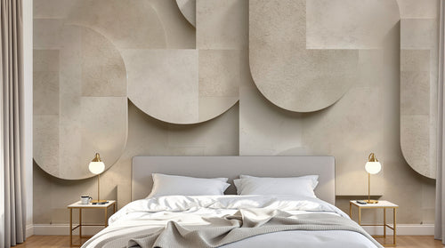 Design F1000 — Papier peint Art Abstrait Bauhaus Beige - Collection 1 — Novomur