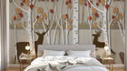 Design FC023 — Papier peint Foret bouleaux automnale cerfs — Novomur
